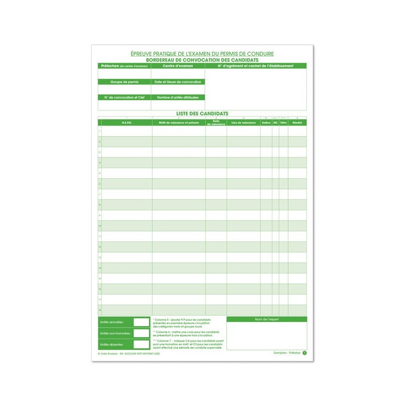 copy of 25 fiches de suivi de formation permis B/AAC/CS